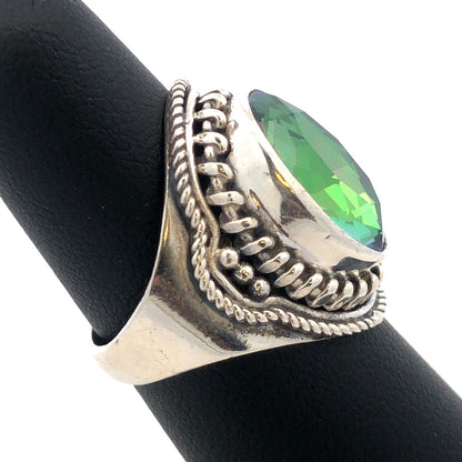925 Sterling Silver Multicolored Cushion Cut Oval Cubic Zirconia Ring