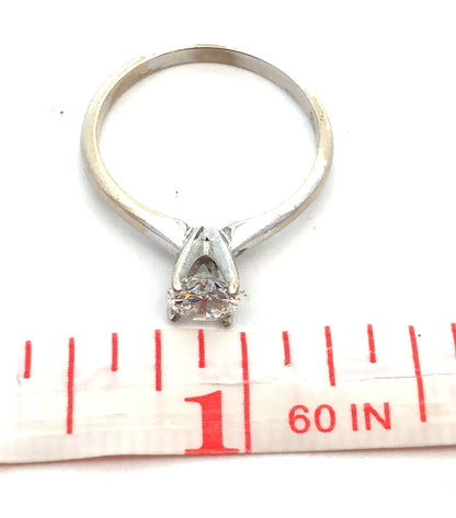 Designer 14K White Gold Round Diamond Solitaire Size 6.75 Engagement Ring