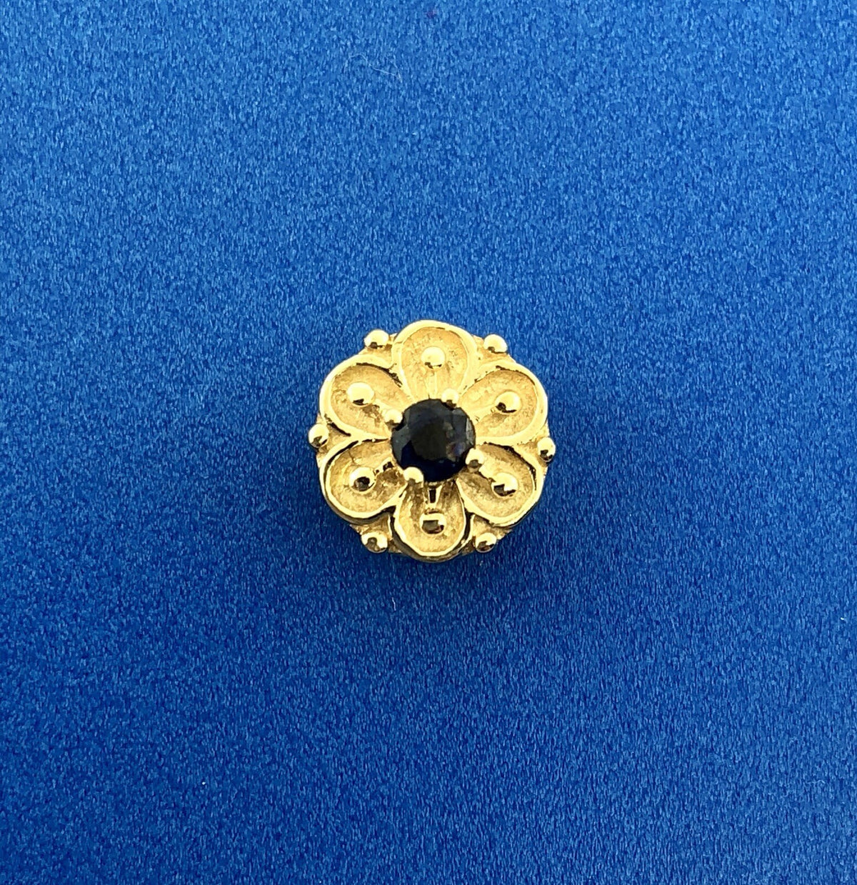 Designer DDH 10K Yellow Gold Sapphire Flower September Slide Bracelet Charm
