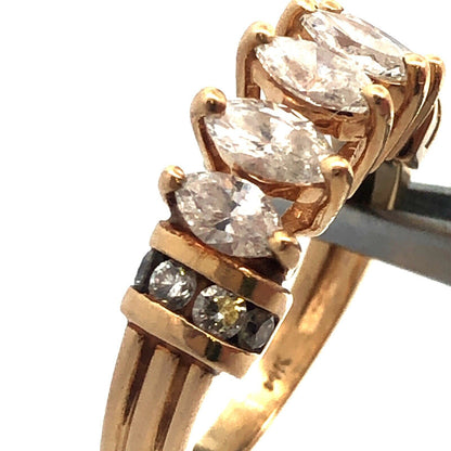 14K Yellow Gold Marquise Diamond Engagement Bridal Wedding Statement Band Ring