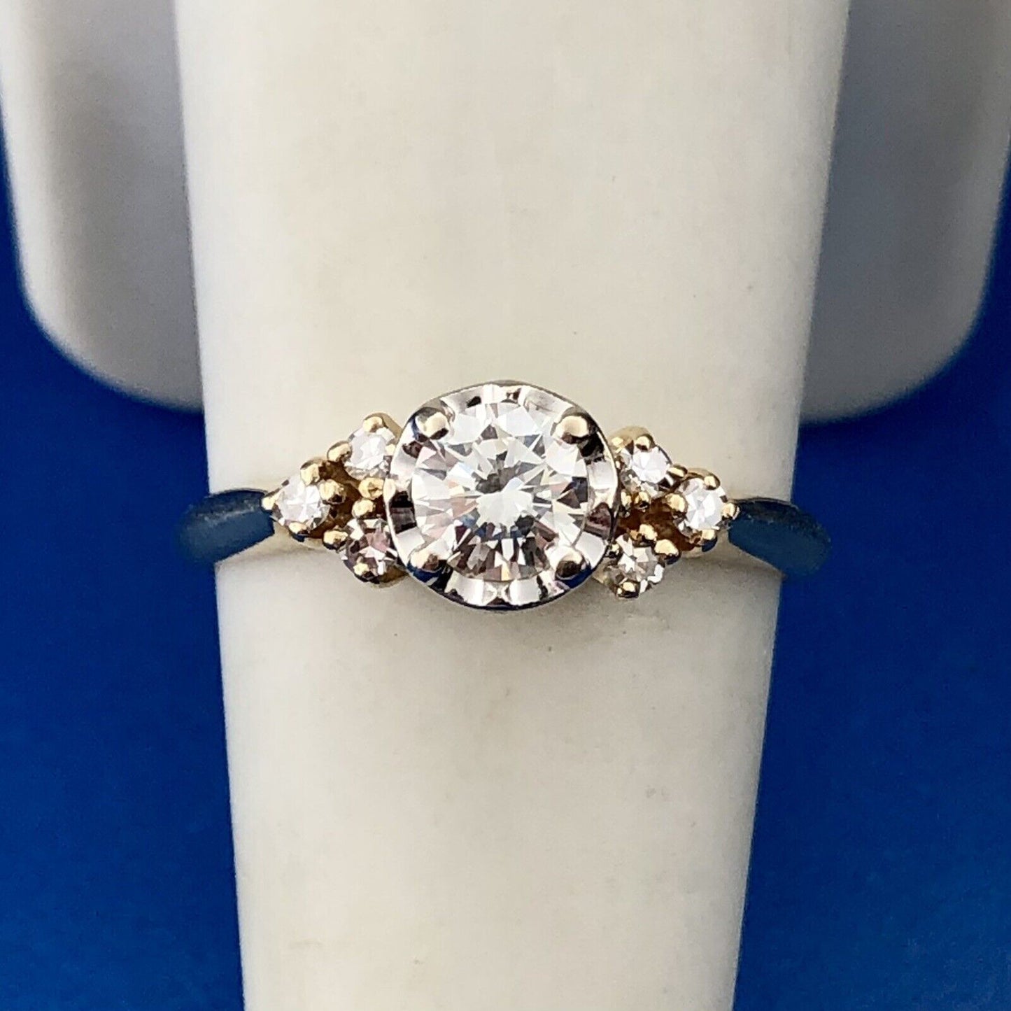 Designer HDS 14K Yellow Gold Diamond Solitaire Accents Engagement Ring