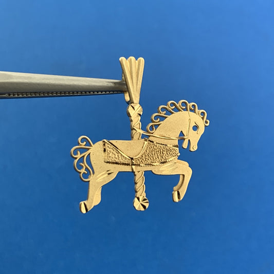 1989 Michael Anthony Ma 14K Yellow Gold Carousel Merry Go Round Horse Pendant