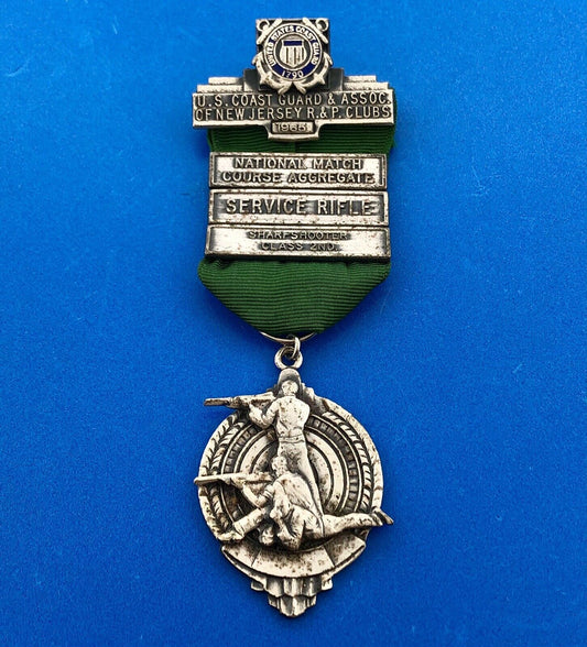 1965 US Coast Guard New Jersey R & P Clubs Sharpshooter Award Ribbon & Medal