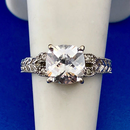 Designer 14K White Gold Cubic Zirconia CZ Engagement Wedding Bridal Ring