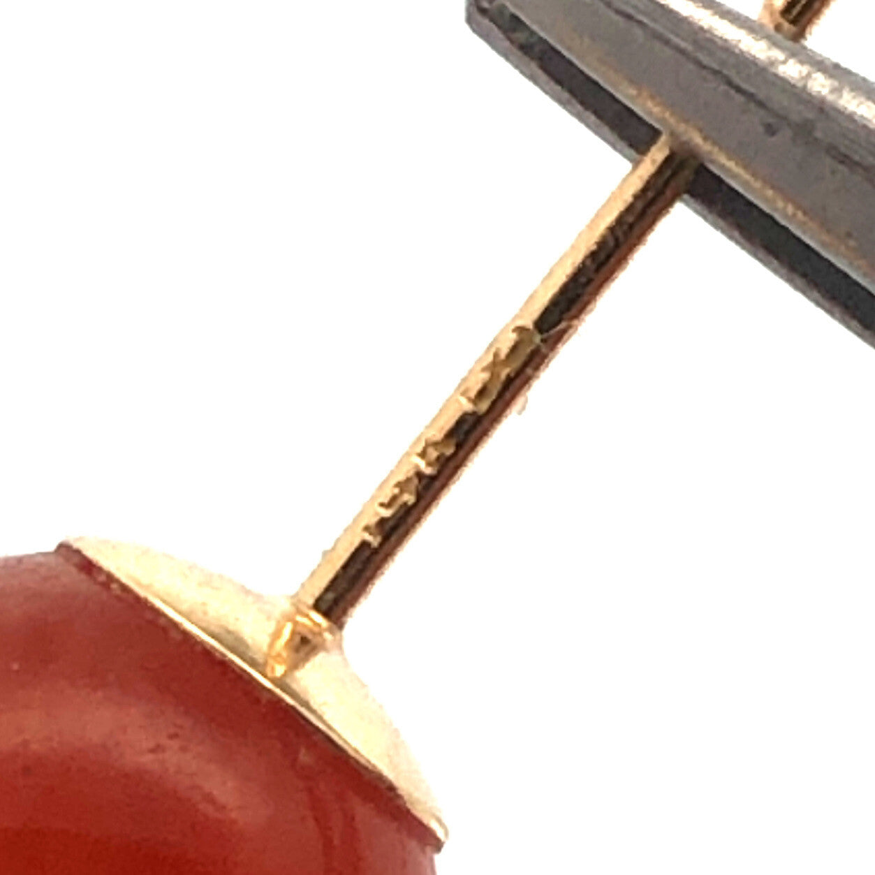 Gorgeous 14k Yellow Gold Carnelian Sphere Bead Stud Earrings w/ Friction Backs