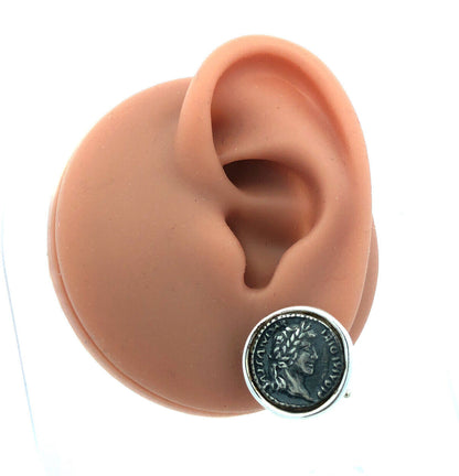 Designer 925 Sterling Silver Italy Ancient Coin Omega Back Earrings