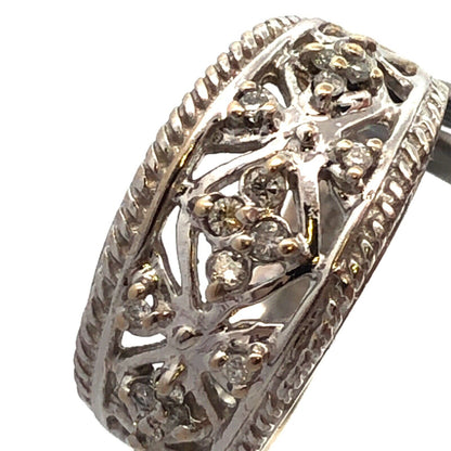 Stunning Designer FTJ 14K White Gold Diamond Celtic Design Band Ring Size 6.75