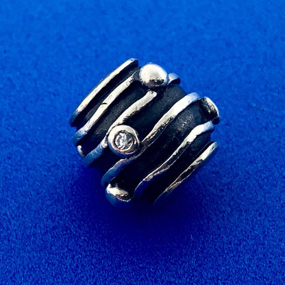 Designer 925 Sterling Silver Cubic Zirconia Bee Hive Slide Bracelet Barrel Charm