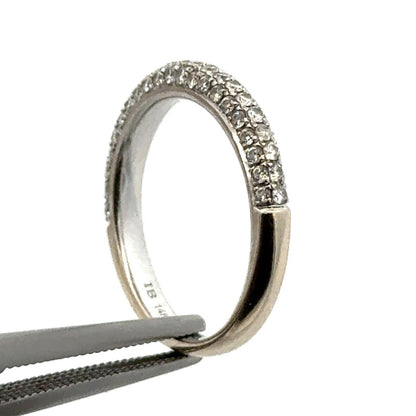 Designer IB 14K White Gold 3 Row Pave Diamond Wedding Anniversary Band Ring