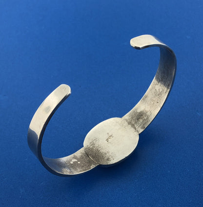 Sterling Silver 925 Tiger's Eye Lapis Malachite Native American 6" Cuff Bracelet