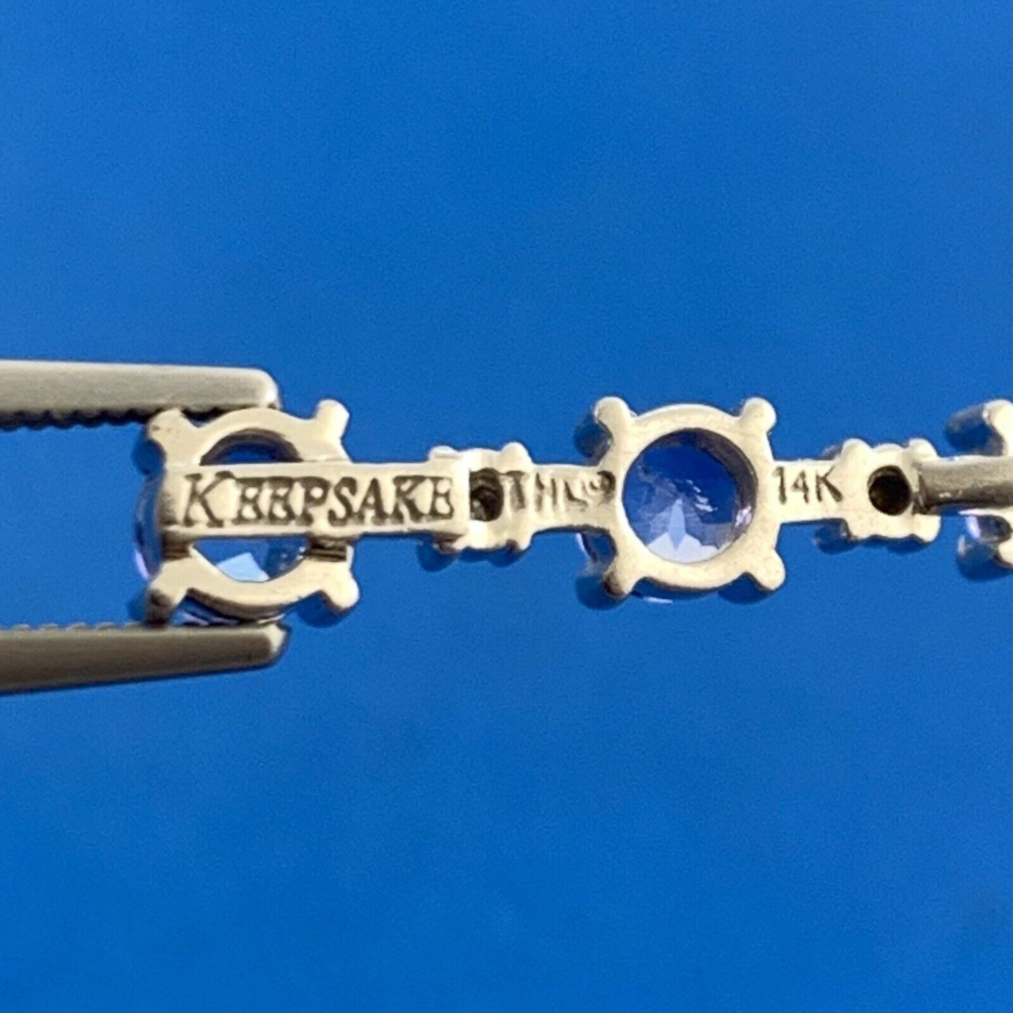 Keepsake THL 14K White Gold Tanzanite Diamond Eternity Bar Pendant