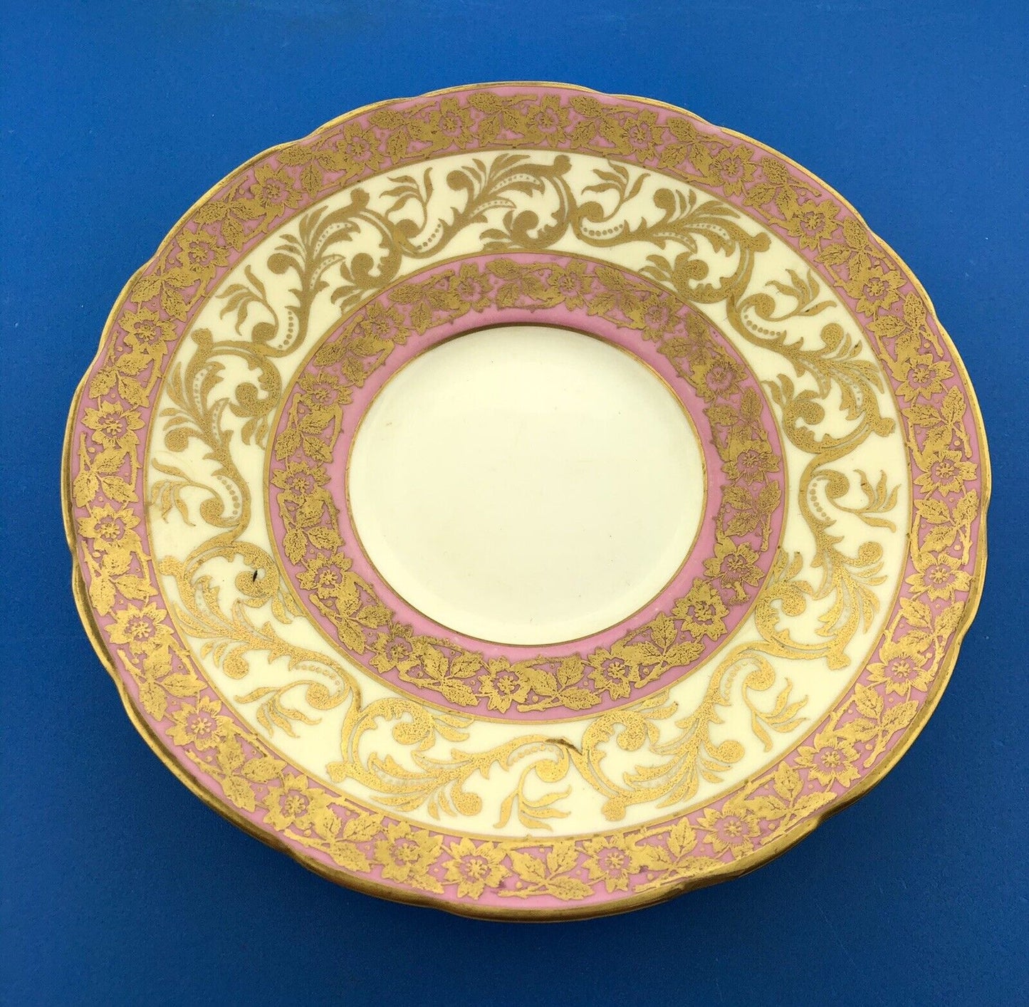 Royal Stafford English Bone China Pink Gold Floral Vine Scroll Tea Cup/Saucer