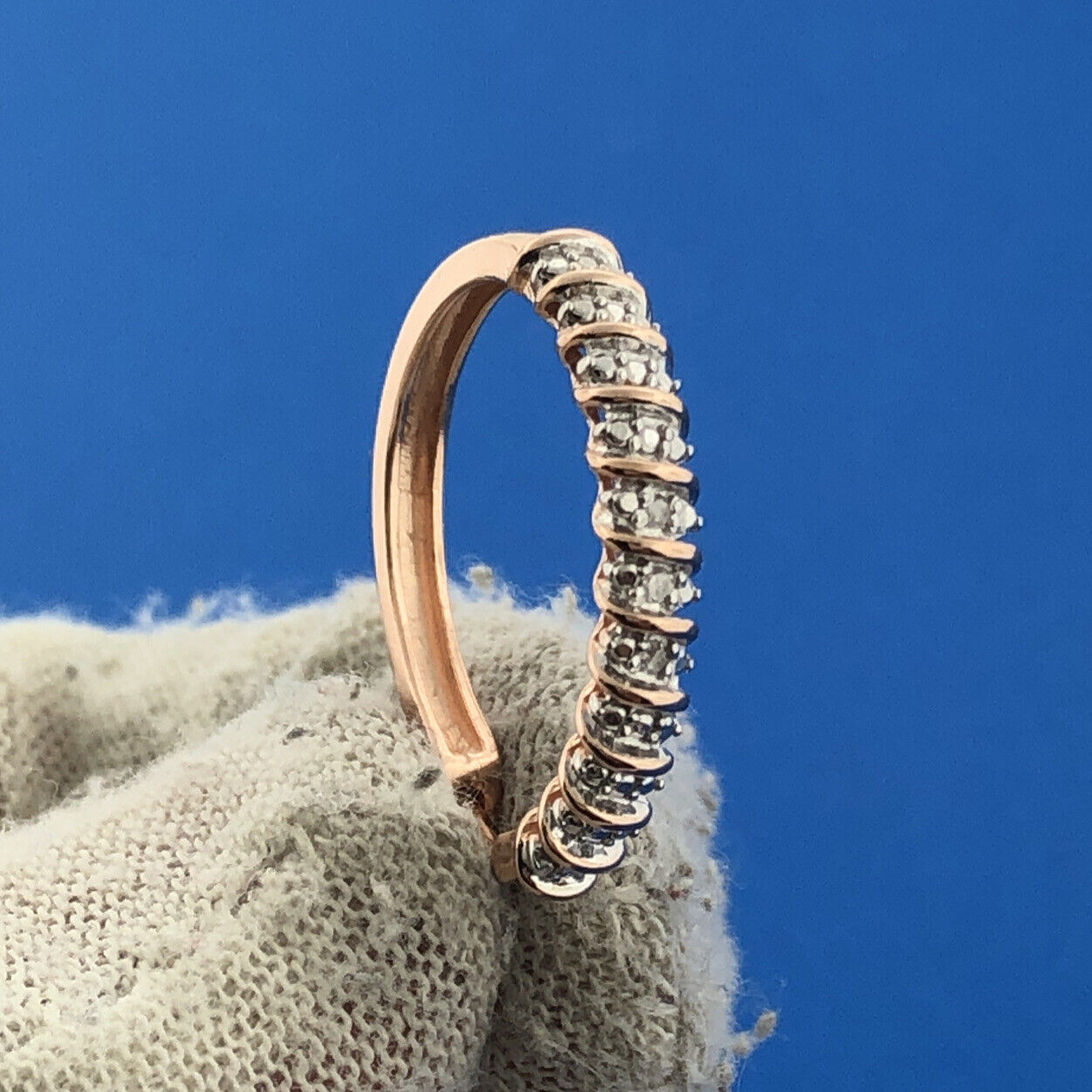 Designer OH 925 Sterling Silver Vermeil Two Tone Diamond Hoop Earrings