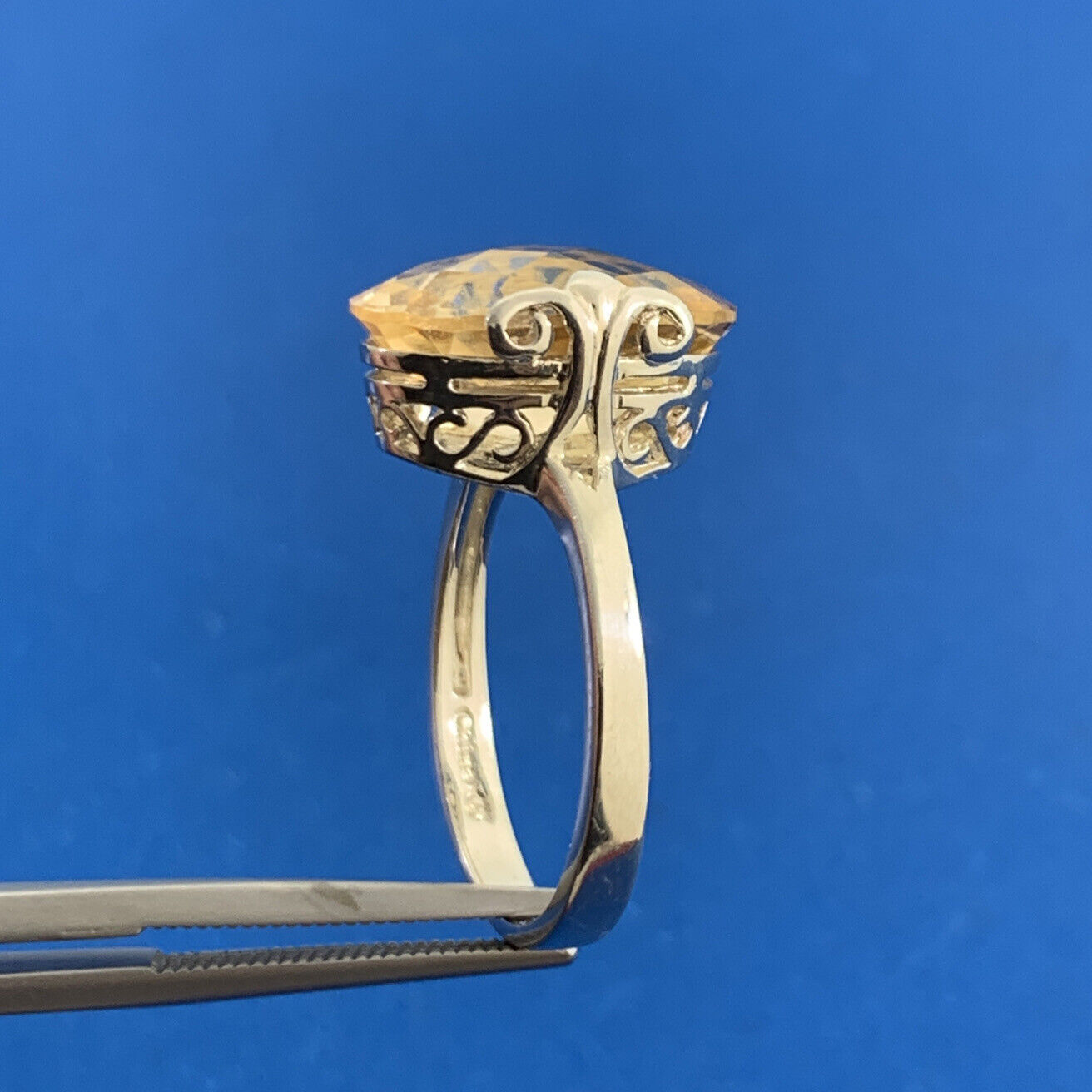 Designer Oval Citrine 925 Sterling Silver Statement Cocktail Ring