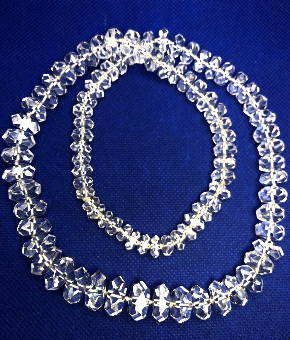 Estate Faceted White Amethyst Graduated Bead Statement Necklace