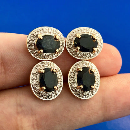 Designer 925 Sterling Silver Vermeil Sapphire Two Tone Double Drop Earrings