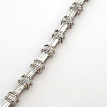 Designer 925 Sterling Silver Emerald Cut Cubic Zirconia Tennis Bracelet