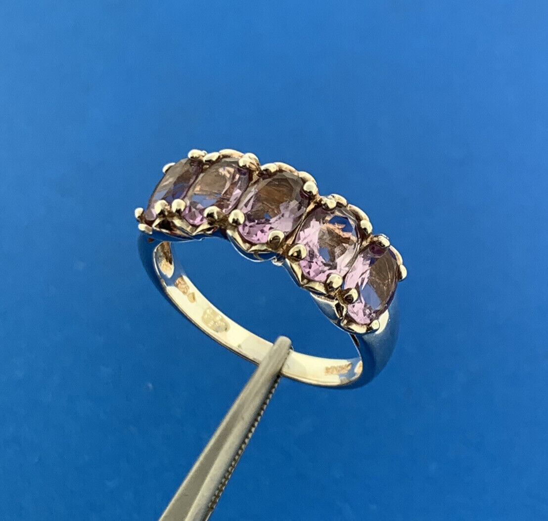 Designer 925 Sterling Silver Oval Amethyst February Anniversary Occasion Ring