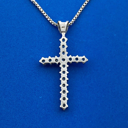 Stunning Sterling Silver 925 CZ Religious Faith 20" Box Chain Cross Necklace