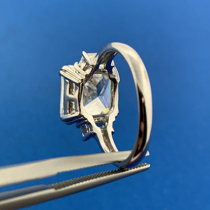 Designer 925 Sterling Silver Princess Cubic Zirconia CZ Accented Engagement Ring