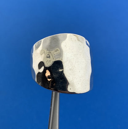 Modernist Mexico 925 Sterling Silver Hammered Statement Tapered Cigar Band Ring