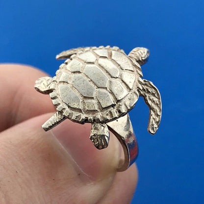 Designer Sterling Silver 925 Swimming Sea Turtle Movable Fashion Ring