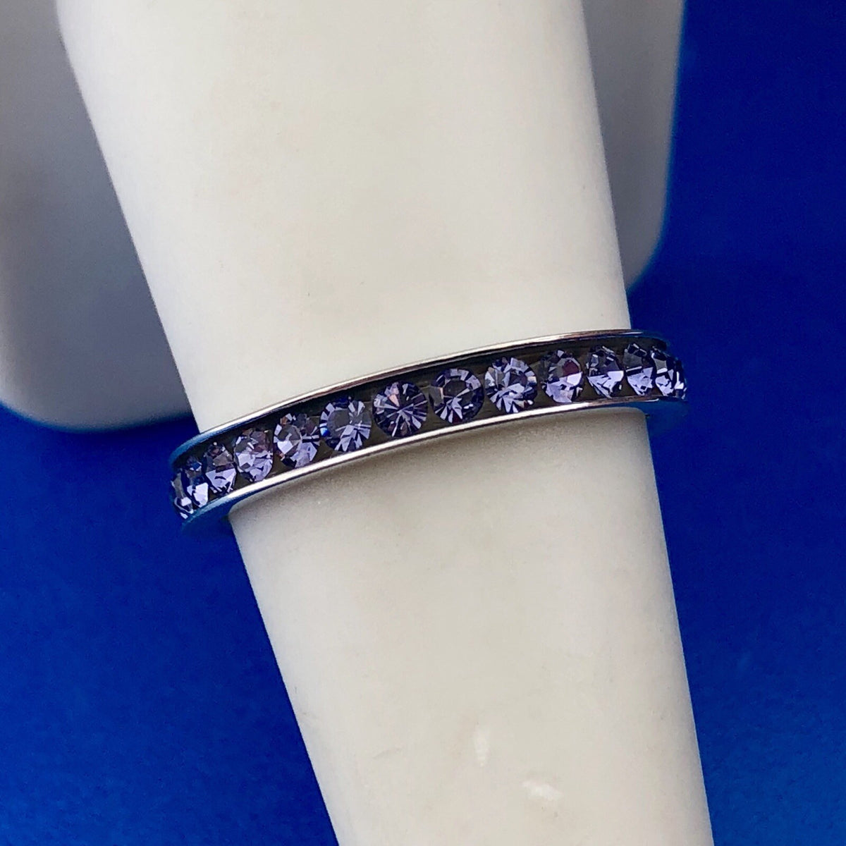 Sensational Designer 925 Sterling Silver Amethyst February Anniversary Band Ring