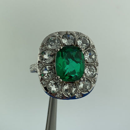 Clyde Duneier CID Sterling Silver Green Tourmaline White Amethyst Cocktail Ring