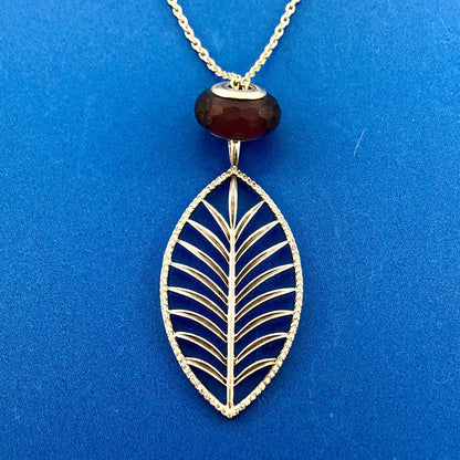 PANDORA 925 Sterling Silver CZ Light As A Feather Necklace w/Murano Glass Charm