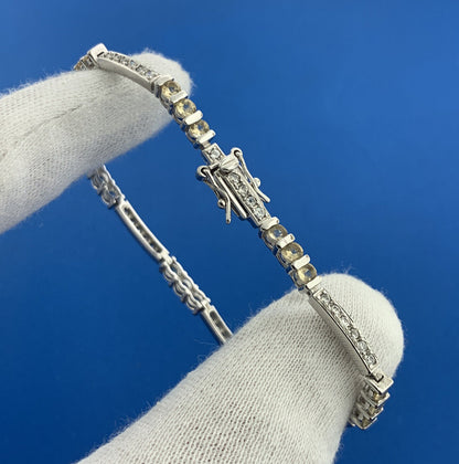 Designer 925 Sterling Silver Citrine Diamond November Occasion Tennis Bracelet