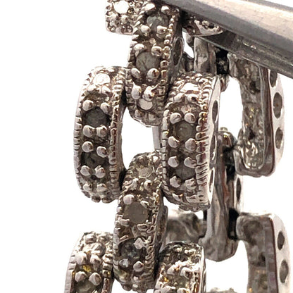 Designer 925 Sterling Silver Diamond Triple Row Bar Link Tennis Bracelet