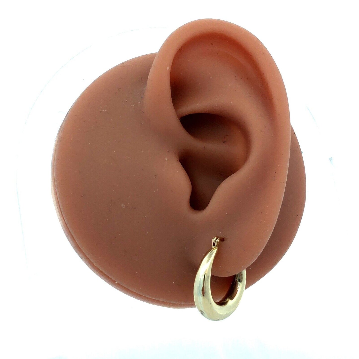 Designer ZZ 14K Yellow Gold Round Puffy Polished Huggie Hoop Earrings