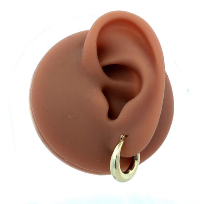 Designer ZZ 14K Yellow Gold Round Puffy Polished Huggie Hoop Earrings