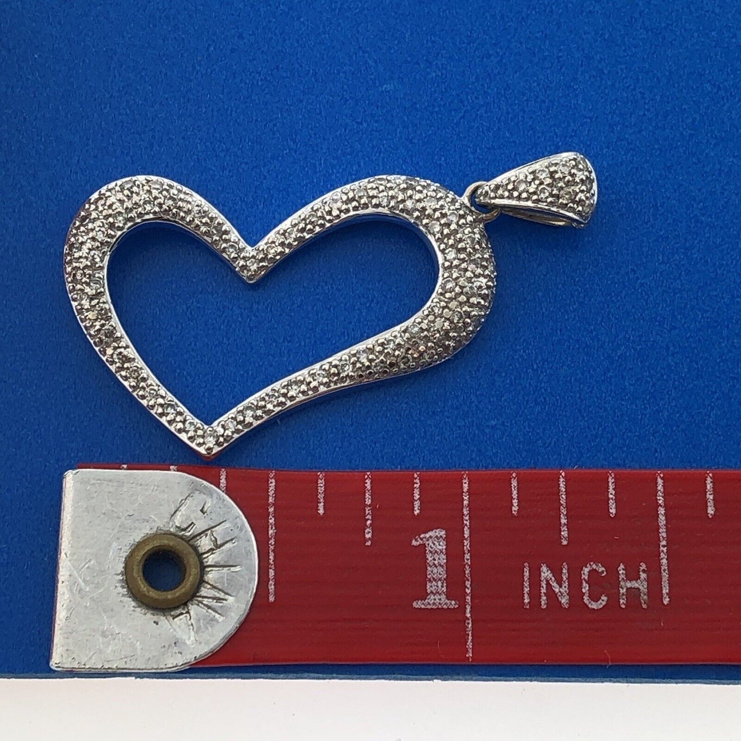 Designer 14K White Gold Diamond Modernist Heart Anniversary Valentine Pendant