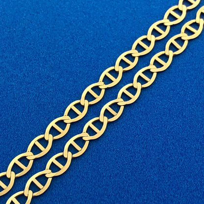 10k Yellow Gold Oval Link Variation 9.25" Lobster Claw Chain Bracelet Anklet