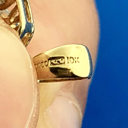 Stunning 10K Yellow White Gold Blue Topaz Diamond Filigree Charm Pendant