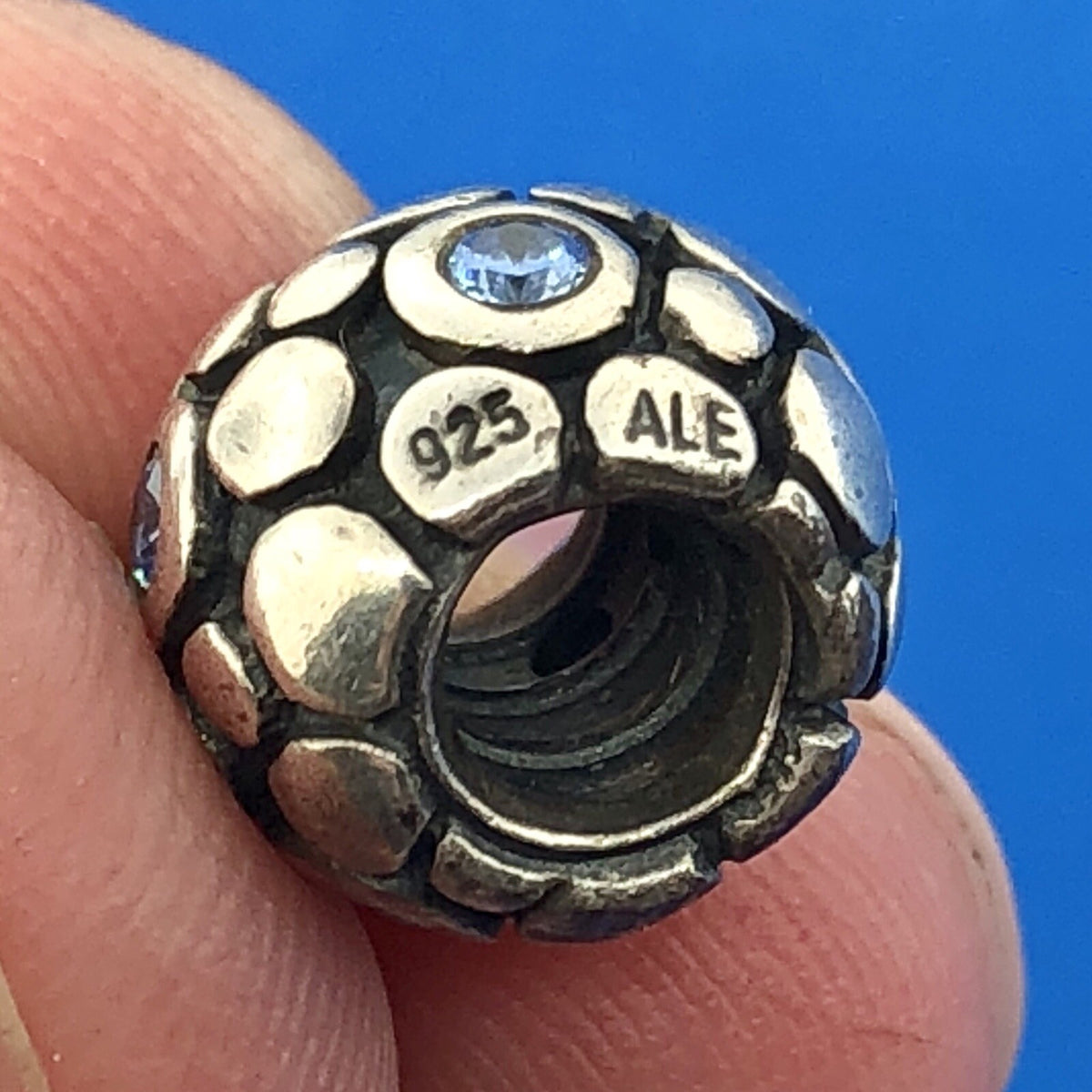 Authentic PANDORA ALE Sterling Silver Blue CZ Bubbles 790329CZB Charm Retired