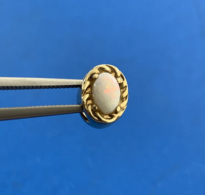 Designer 10K Yellow Gold Oval Opal Slide Bracelet Charm