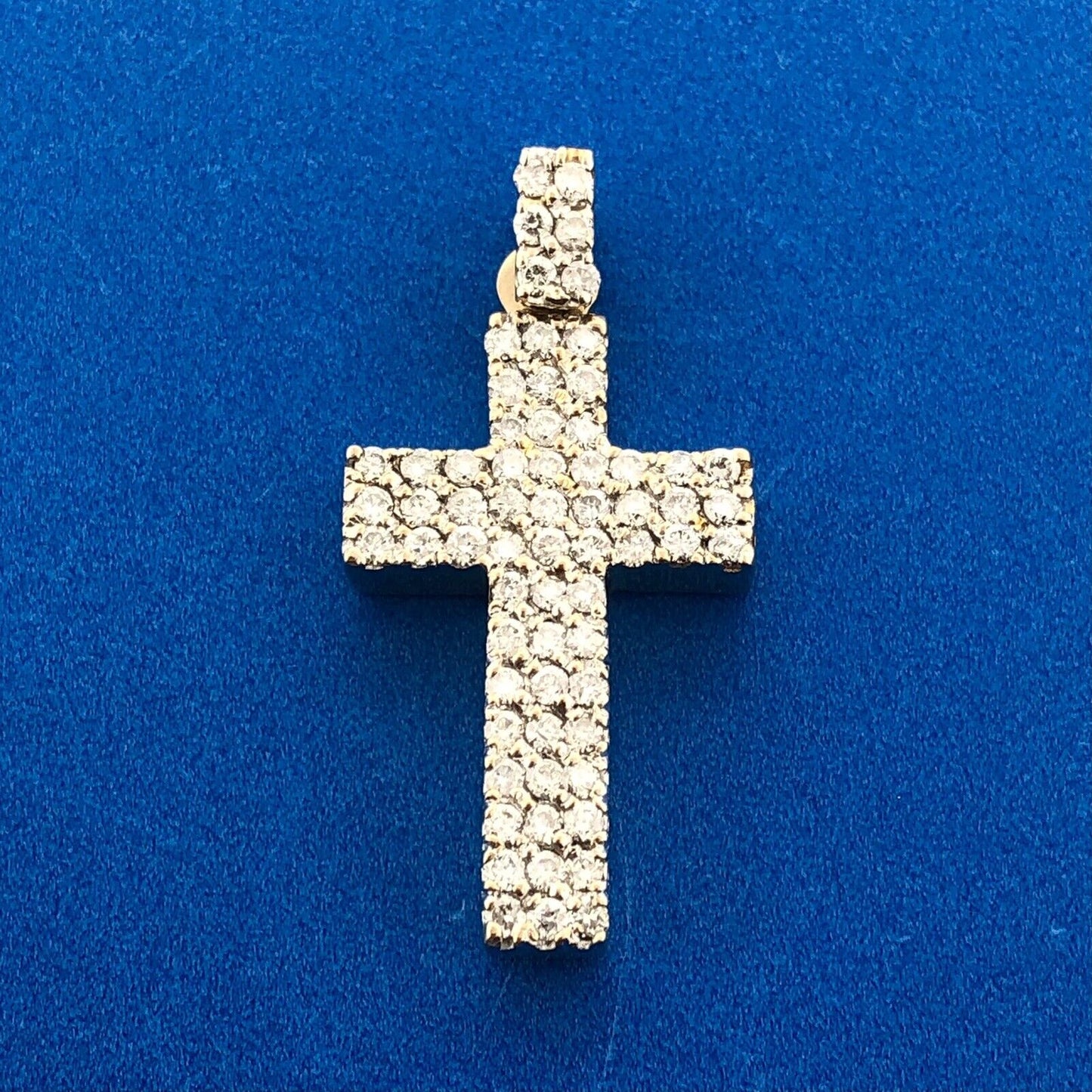 Gorgeous 10k Yellow Gold Round Cut Diamond Religious Faith Cross Dangle Pendant