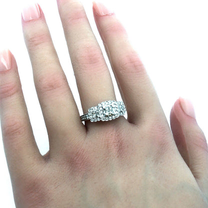 Zales 14K White Gold Diamond Triple Head Anniversary Engagement Ring
