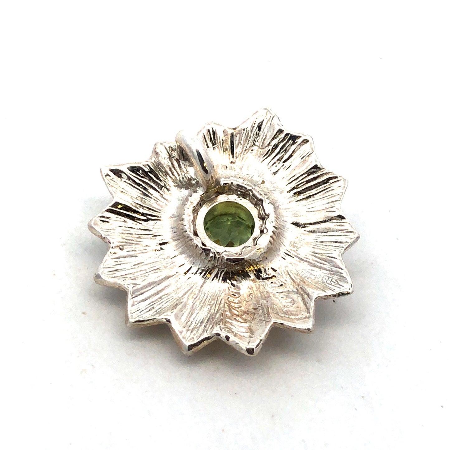Mignon Faget 925 Sterling Silver Round Peridot Portafiori Flower Pendant