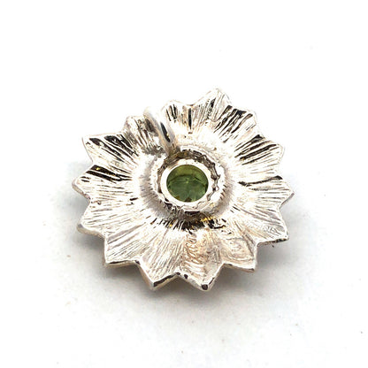 Mignon Faget 925 Sterling Silver Round Peridot Portafiori Flower Pendant