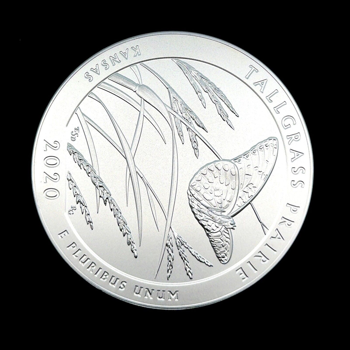 2020 P America The Beautiful Kansas Tallgrass Prairie 5 oz Silver Quarter Coin