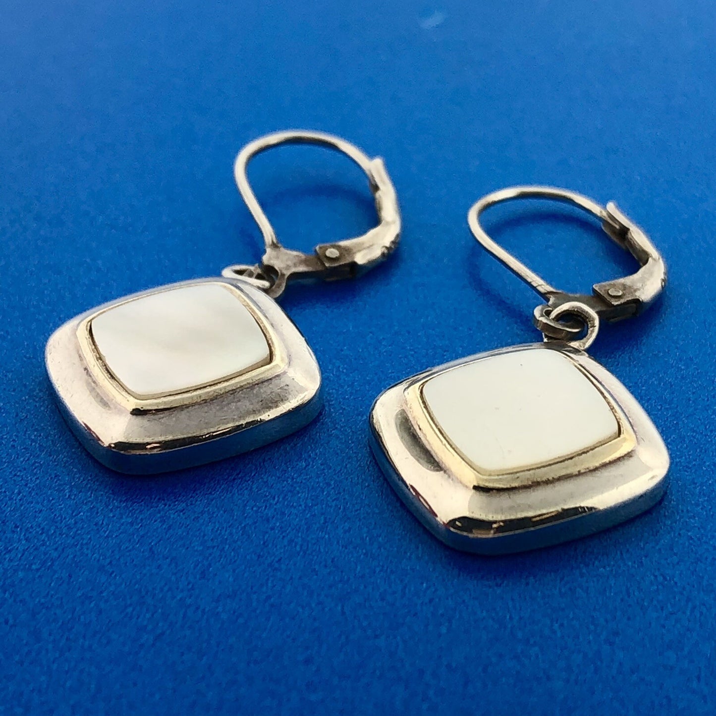Designer Ecclissi 925 Sterling Silver Mother Of Pearl Inlay Drop Dangle Earrings