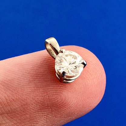 14K White Gold Round Diamond Solitaire Bridal Birthday Anniversary Pendant