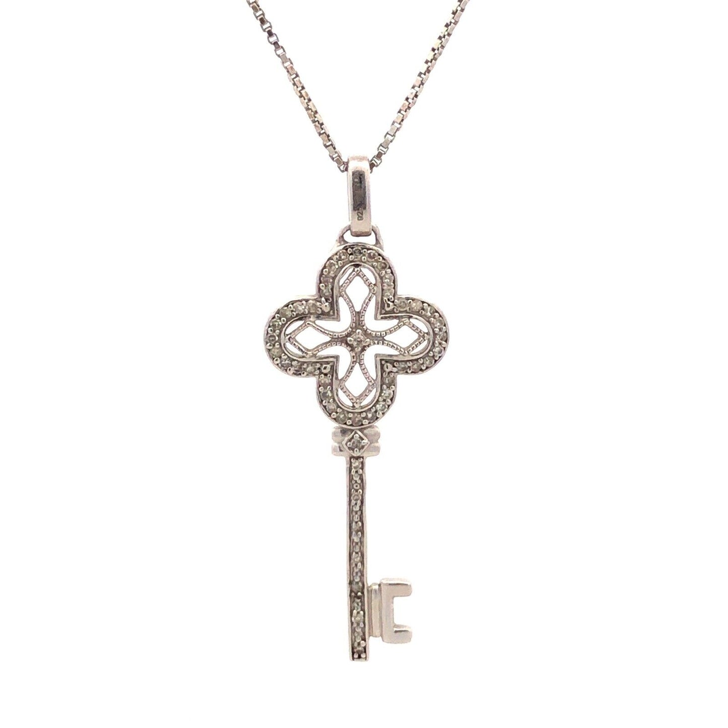 Designer 925 Sterling Silver Diamond Key To My Heart Pendant Necklace