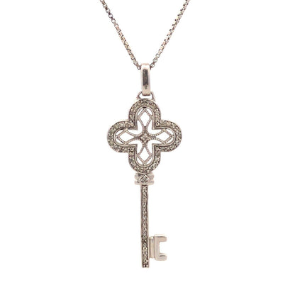 Designer 925 Sterling Silver Diamond Key To My Heart Pendant Necklace