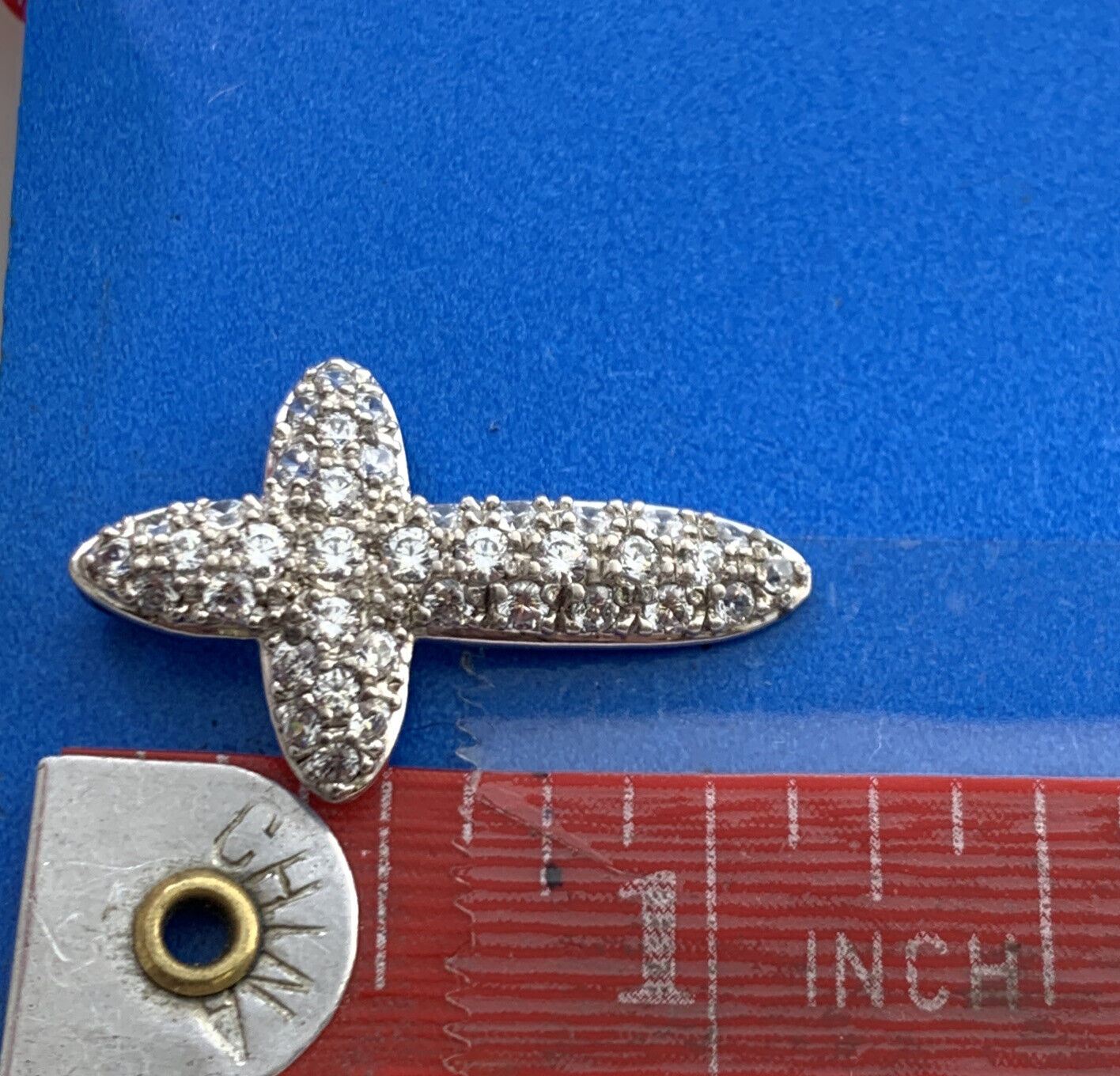 Designer Cubic Zirconia 925 Sterling Silver Religious Communion Cross Pendant