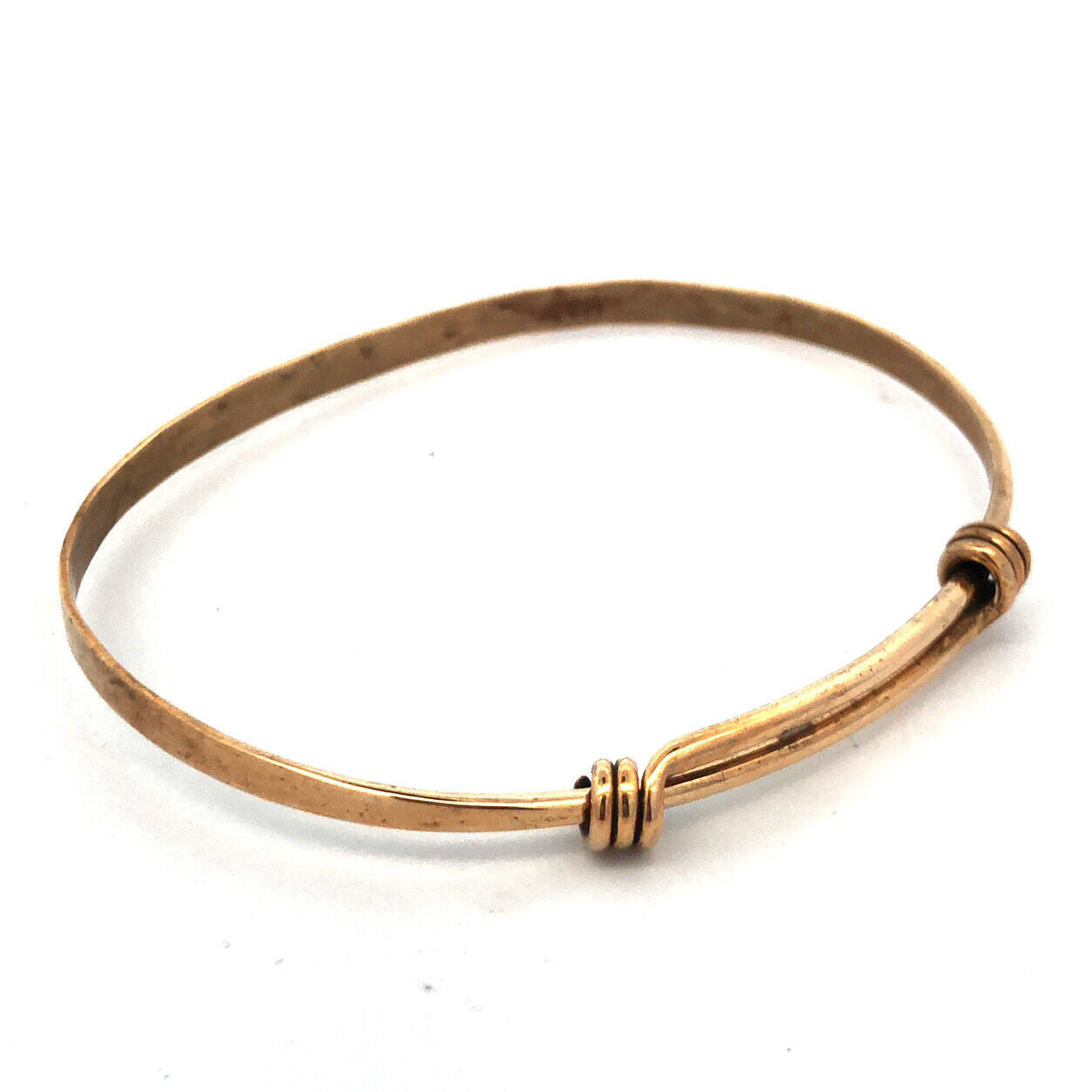 Vintage Brass Gold Tone Thin Stackable Bangle Adjustable Tension Bracelet