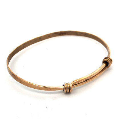 Vintage Brass Gold Tone Thin Stackable Bangle Adjustable Tension Bracelet